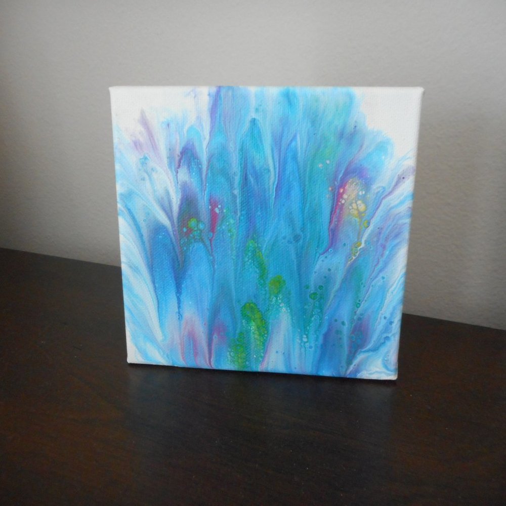 Spring Blooms Abstract Art, 6x6 Canvas